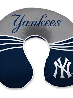 New York Yankees Navy & Gray Wave Memory Foam Travel Neck Pillow
